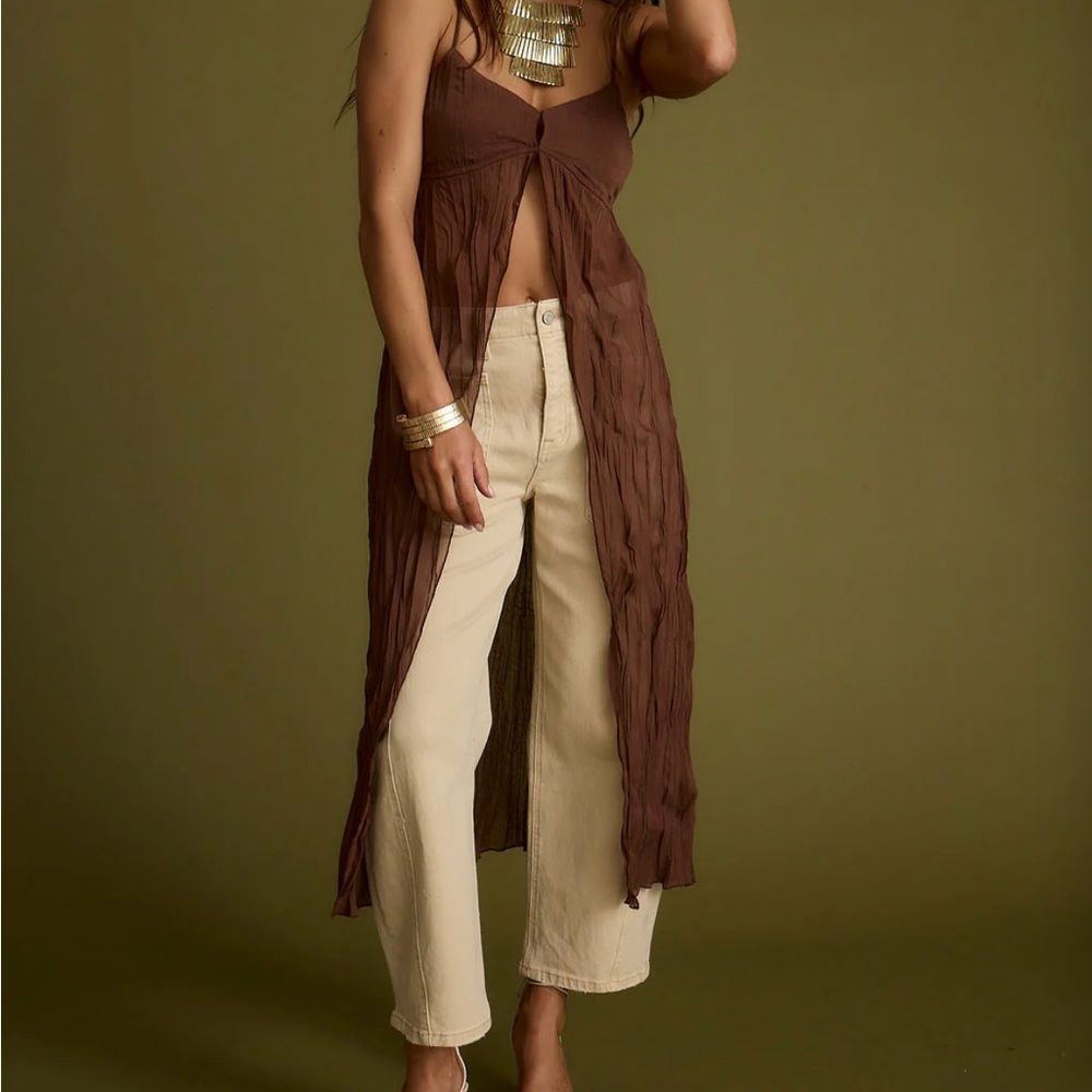 Brown Sheer Long Top